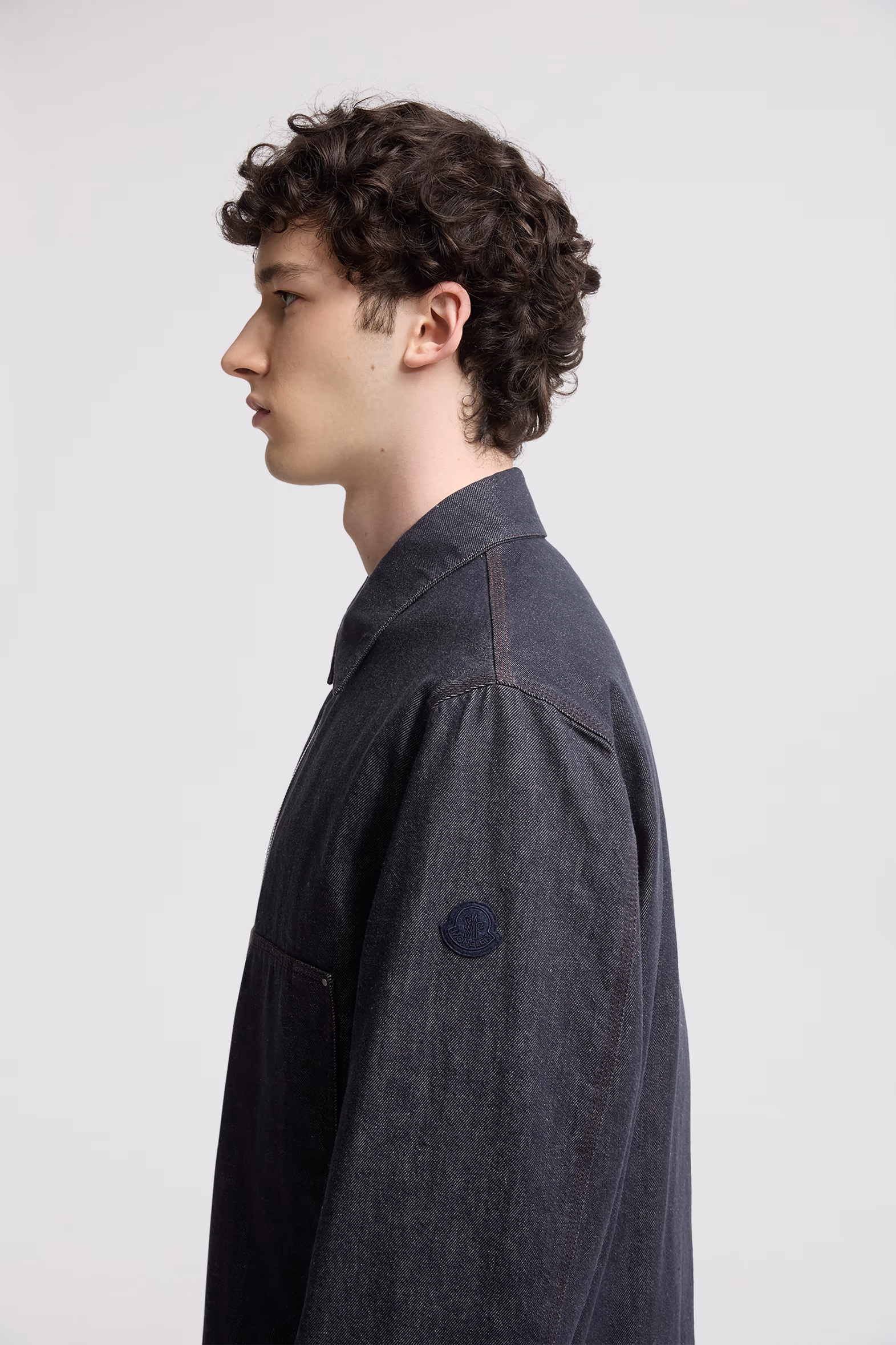 Ormoy Denim Down Shirt Jacket Men Denim Blue Moncler 4